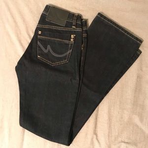 Dark wash wide leg jeans
